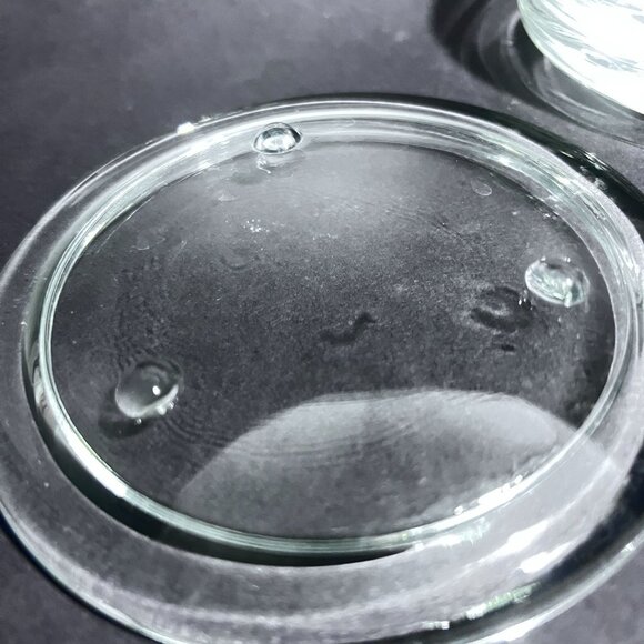 Set Of 4 Round Clear 4" Glass Candle Holders Trivets Coasters With Feet - Picture 4 of 6